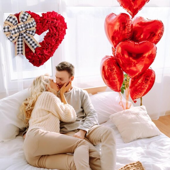 17" Valentine Heart Shaped Wreath - Picture 3 of 7